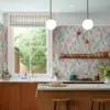 Tapet i duck egg med store blomster