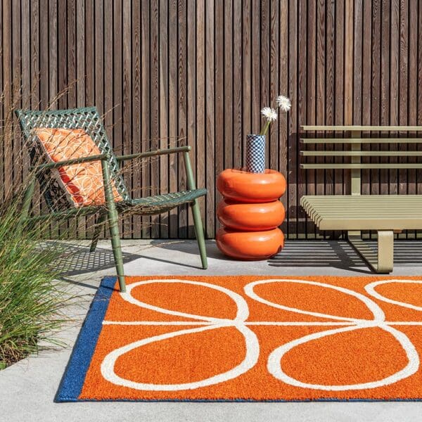 Orla Kiely, Linear Stem retro utendørsteppe i orange - Bilde 2