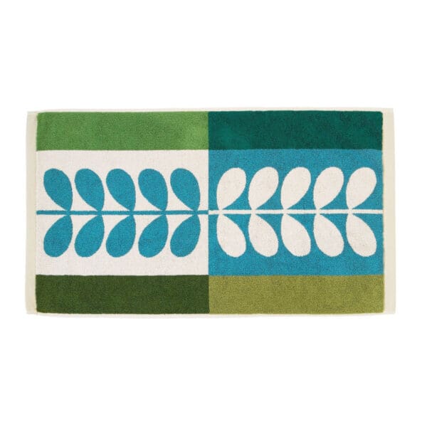 badematte i retro design i turkis og grønt