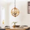 Toba, globeformet taklampe i tre