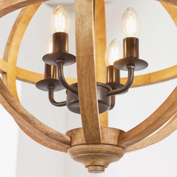 Toba, globeformet taklampe i mangotre - Bilde 4