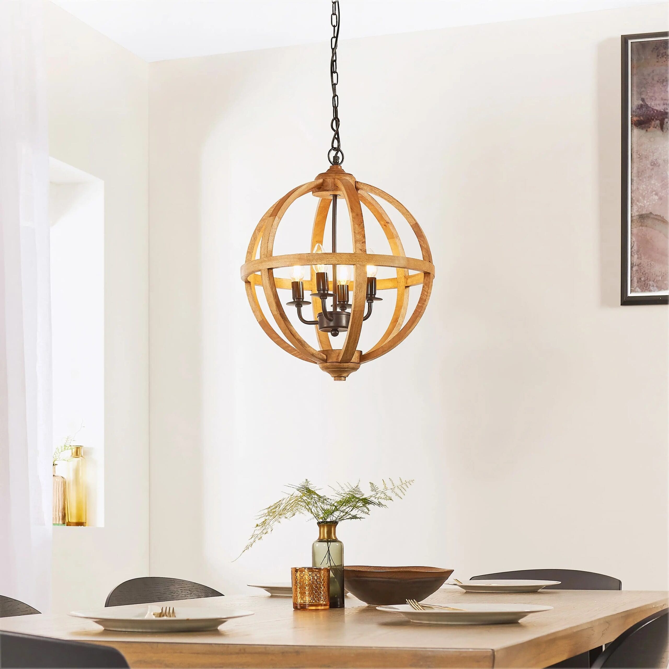Toba, globeformet taklampe i mangotre