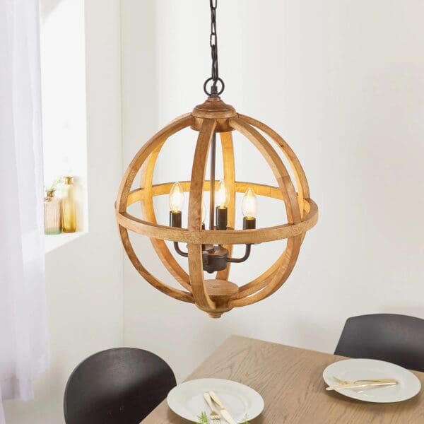 Toba, globeformet taklampe i mangotre - Bilde 2