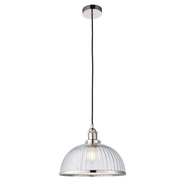 Hansen, industriell pendellampe i krom og ribbet glass - Bilde 6
