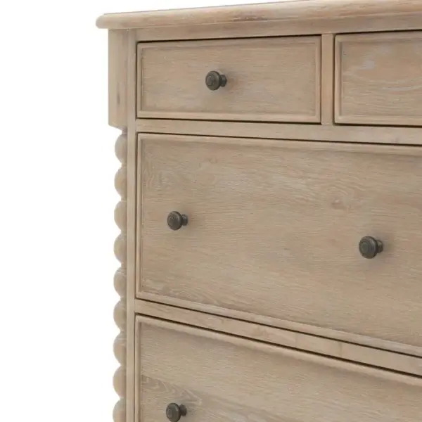 Artisan, stor kommode med  7 skuffer i kalkvasket eik - Bilde 8