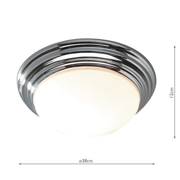 Barclay, stor takplafond til bad i krom med hvit glasskuppel (IP44) - Bilde 4