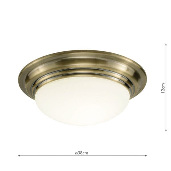 Barclay, stor takplafond til bad i messing med hvit glasskuppel (IP44) - Bilde 4
