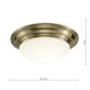 Barclay, takplafond til bad i antikk messing med hvit glasskuppel (IP44) - Bilde 3