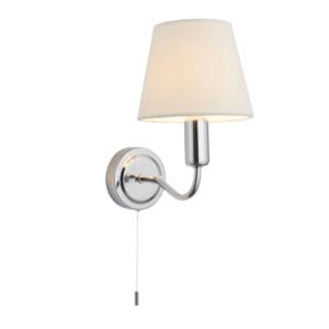 Vegglampe til bad i krom med offwhite skjerm