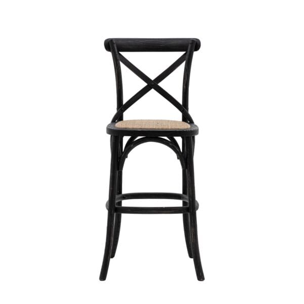 Cafe,  bistro barstoler i sort med flettet rottingsete(2.stk) - Bilde 4