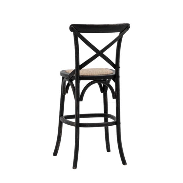 Cafe,  bistro barstoler i sort med flettet rottingsete(2.stk) - Bilde 7