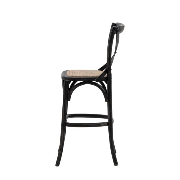 Cafe,  bistro barstoler i sort med flettet rottingsete(2.stk) - Bilde 6