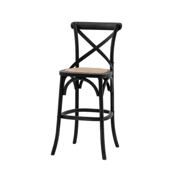 Cafe,  bistro barstoler i sort med flettet rottingsete(2.stk) - Bilde 5