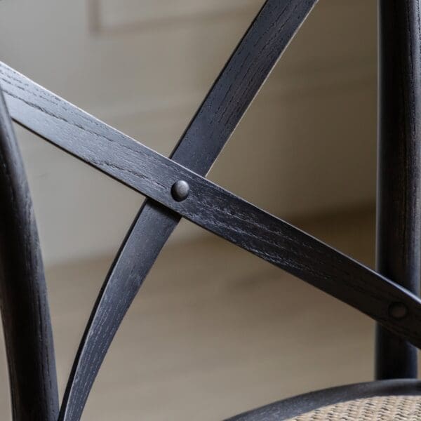 Cafe,  bistro barstoler i sort med flettet rottingsete(2.stk) - Bilde 2