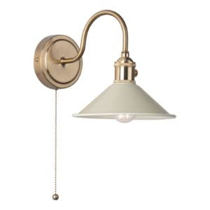 Hadano vegglampe i messing med beige metallskjerm