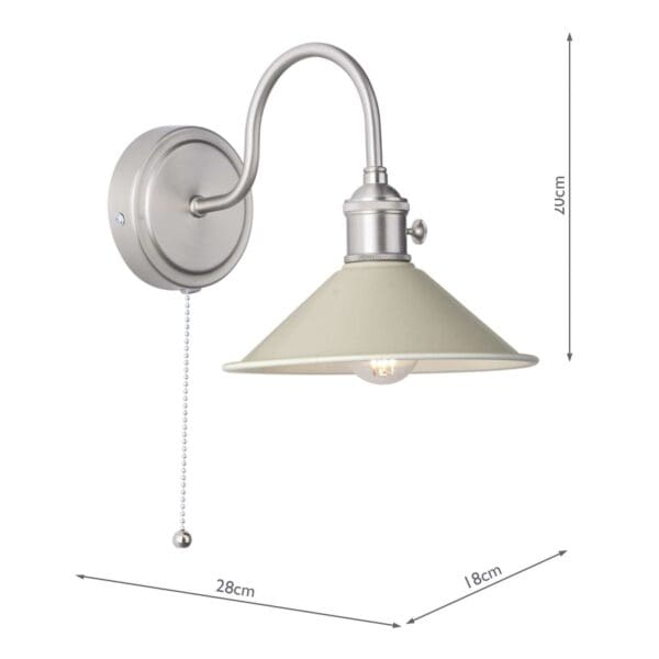 Hadano, landlig vegglampe i antikk krom med beige skjerm - Bilde 2