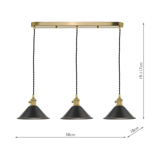 Hadano, landlig taklampe i messing med grå metallskjermer - Bilde 2