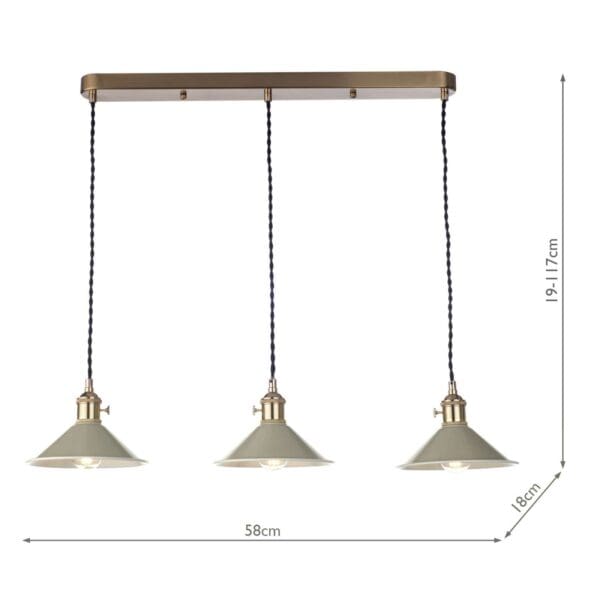 Hadano, landlig taklampe i messing med beige metallskjermer - Bilde 3