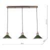 Hadano, landlig taklampe i messing med grønne metallskjermer - Bilde 3
