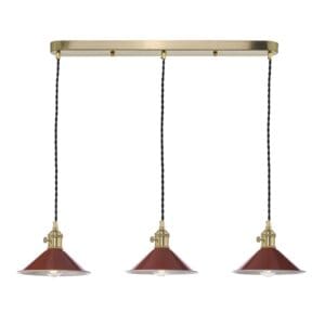 Hadano, landlig taklampe i messing med brune metallskjermer