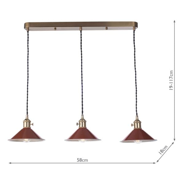 Hadano, landlig taklampe i messing med brune metallskjermer - Bilde 2