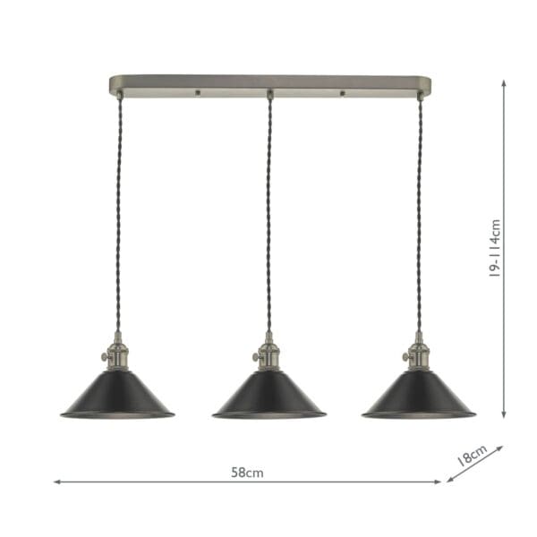 Hadano, landlig taklampe, med 3 grå metallskjermer - Bilde 2