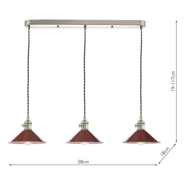 Hadano, landlig taklampe, med 3 brune metallskjermer - Bilde 2
