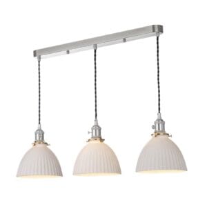 Hadano, landlig taklampe, med 3 hvite keramikkskjermer