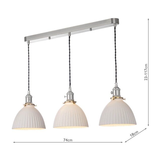 Hadano, landlig taklampe, med 3 hvite keramikkskjermer - Bilde 2