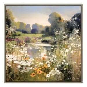 Wildflower Reflections, innrammet bilde med villblomster i grå ramme