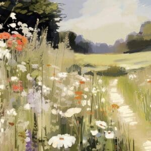 Wildflower Wander, innrammet bilde med villblomster i grå ramme