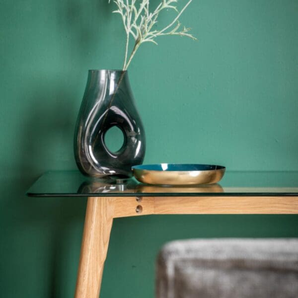 Blair, minimalistisk skrivebord i  glass og eik - Bilde 2