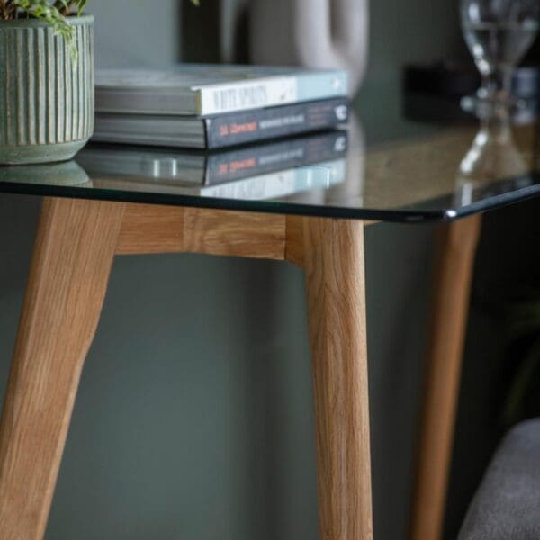 Blair, minimalistisk skrivebord i  glass og eik - Bilde 3