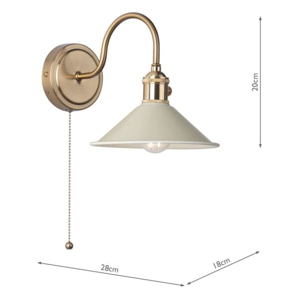 Hadano, landlig vegglampe i messing med beige skjerm - Bilde 3