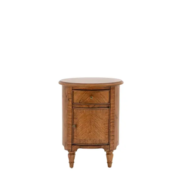 Highgrove, klassisk rund kommode/sidebord i brunt tre - Bilde 4