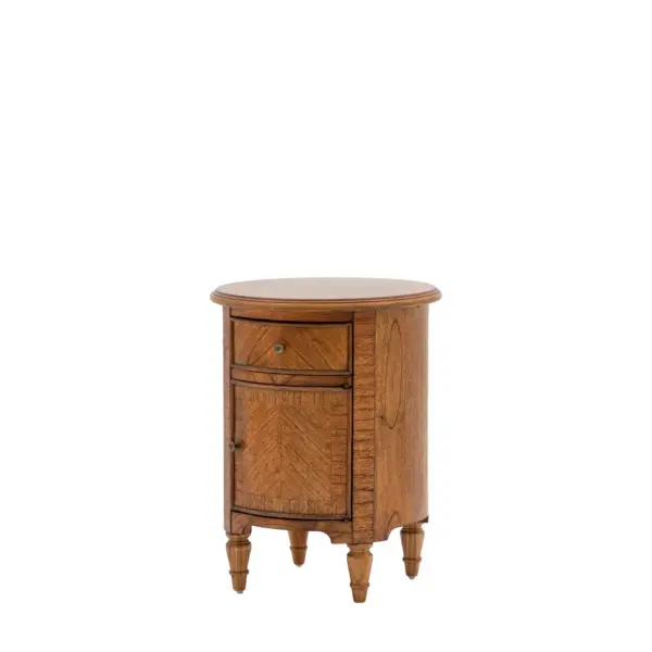 Highgrove, klassisk rund kommode/sidebord i brunt tre - Bilde 5