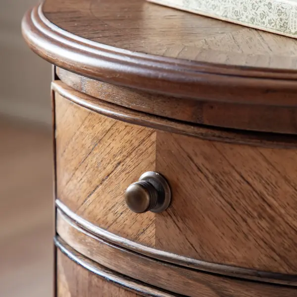 Highgrove, klassisk rund kommode/sidebord i brunt tre - Bilde 3