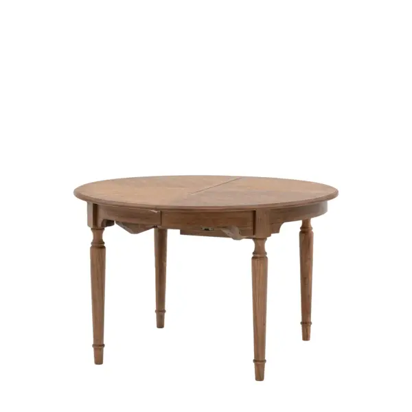 Highgrove, rundt spisebord med ileggsplate  i brunt tre (120-160cm) - Bilde 6