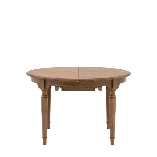 Highgrove, rundt spisebord med ileggsplate  i brunt tre (120-160cm) - Bilde 5