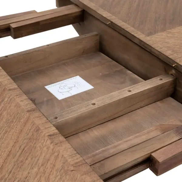 Highgrove, rundt spisebord med ileggsplate  i brunt tre (120-160cm) - Bilde 7