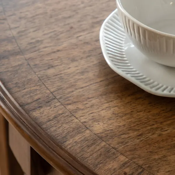 Highgrove, rundt spisebord med ileggsplate  i brunt tre (120-160cm) - Bilde 3
