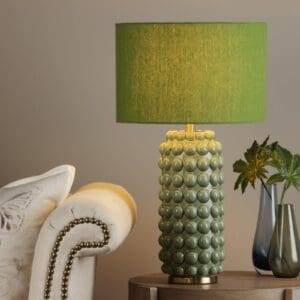 Etzel, moderne bordlampe i olivengrønn keramikk