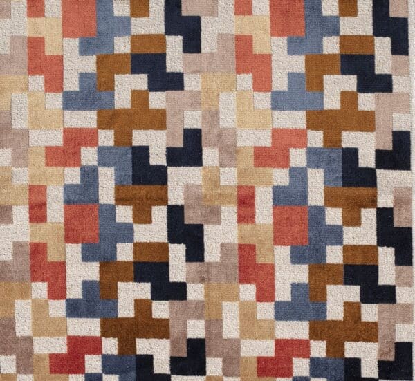 Sterling, geometrisk mønstret fløyelsjacquard i rustrød/natur - Bilde 2
