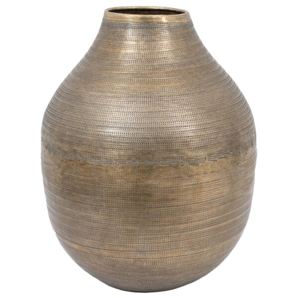 Zahara, rustikk banket vase i messingfarget aluminium H36cm - Bilde 3