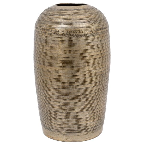 Zahara, rustikk banket vase i messingfarget aluminium H38cm - Bilde 3