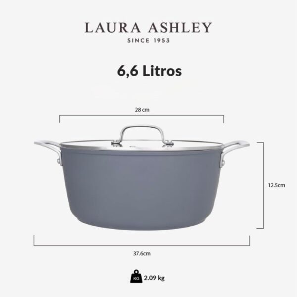 6,6l "non stick" duegrå gryte med glasslokk, fra Laura Ashley - Bilde 8