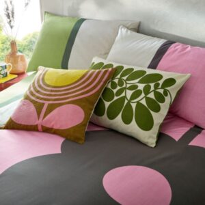 Abacus Block geometrisk putetrekk med retrodesign i rosa og grønt fra Orla Kiely
