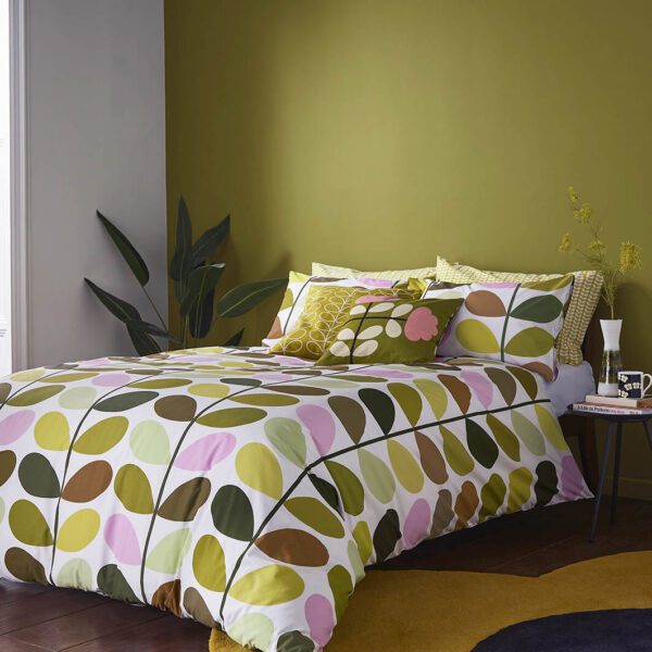 Multi Stem retro sengesett i rosa og grønt fra Orla Kiely