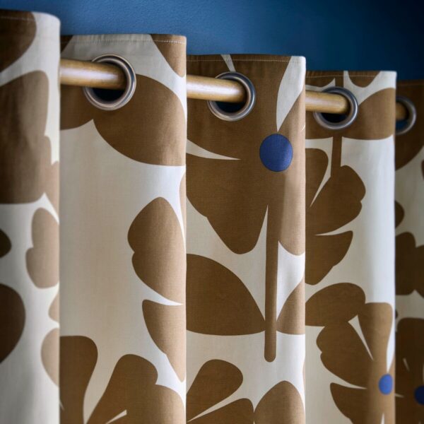 Wildflower, Retro ferdigsydde gardiner fra Orla Kiely i brunt og krem - Bilde 2