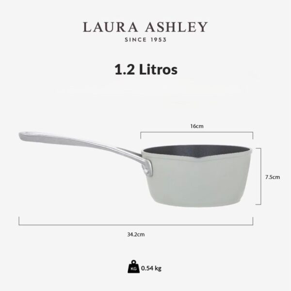 1,2l "non stick" salviegrønn sauskasserolle fra Laura Ashley - Bilde 3